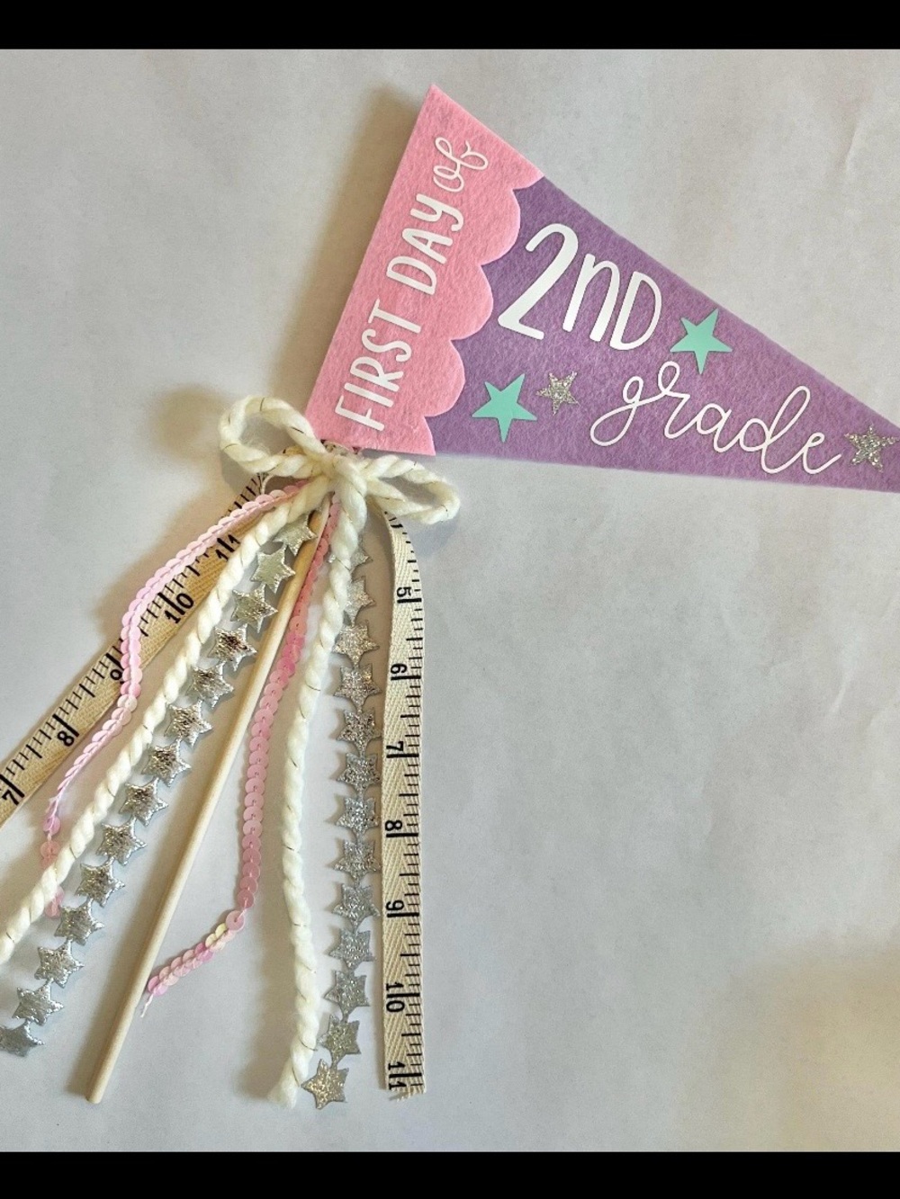 Pink & Purple "First Day of 2nd Grade" Classroom Pennant